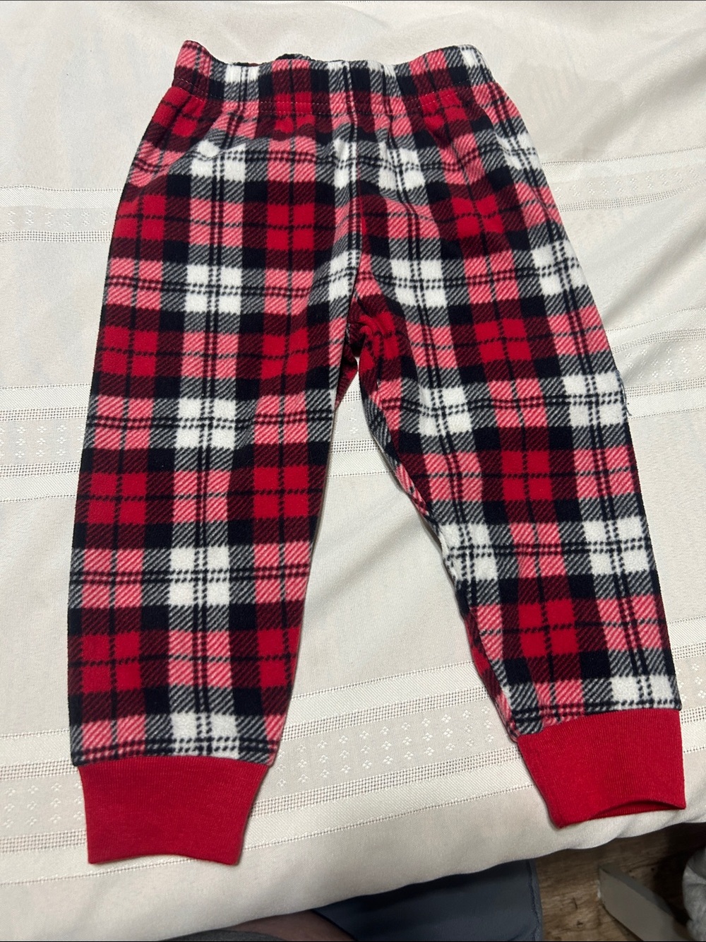 Red Plaid Fleece Kids Pajama Bottoms